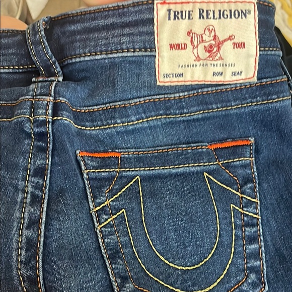NWT♥️True Religion Jeans HALLE Mid Rise Super Skinny w/Orange Stitch, 28 - Picture 3 of 7